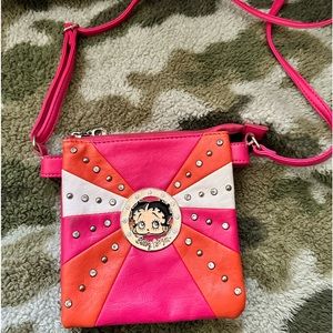 Vintage Rhinestone Studded Betty Boop Adjustable Crossbody